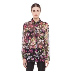 Equipment Femme Floral Silk Button Down Blouse